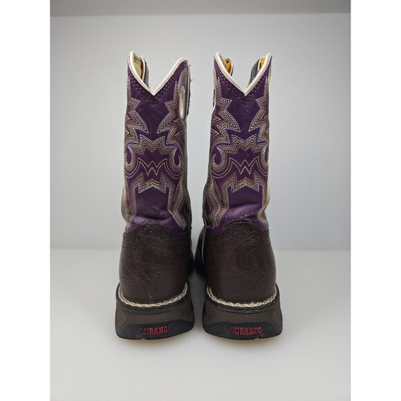 Durango Lil' Rebel Kids Western Cowboy Boot Dark Brown and Purple 8" Size 1 M - Picture 5 of 12